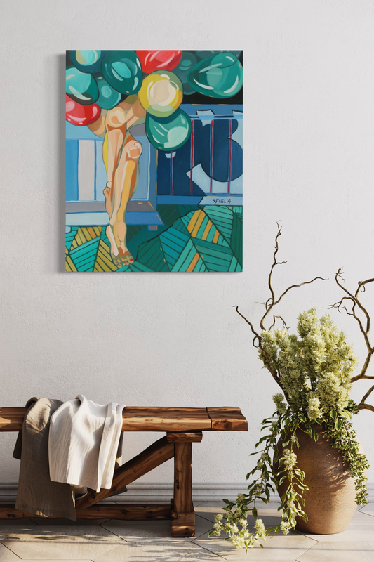 Et maleri med ballonger