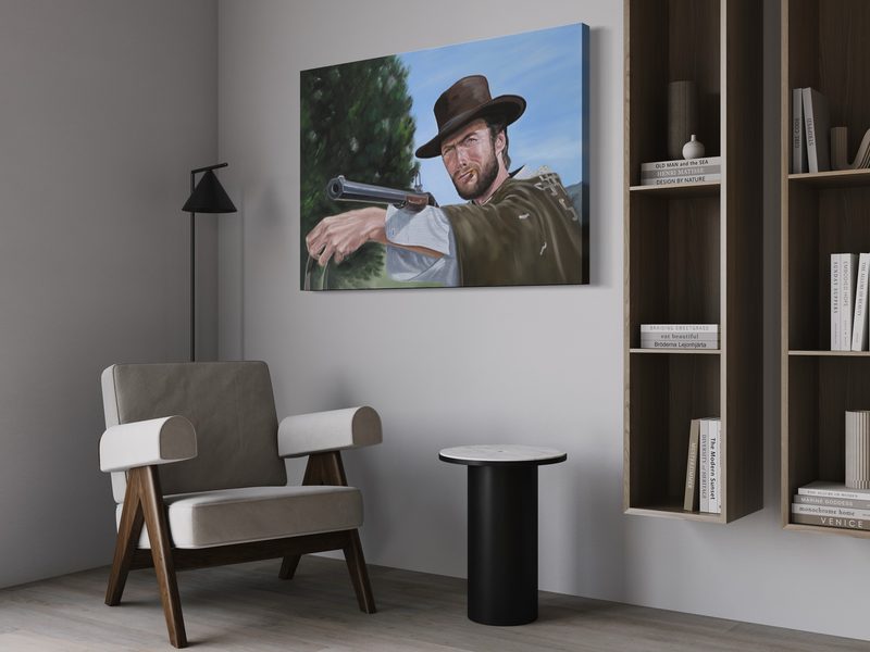 Ein Gemälde mit Clint Eastwood