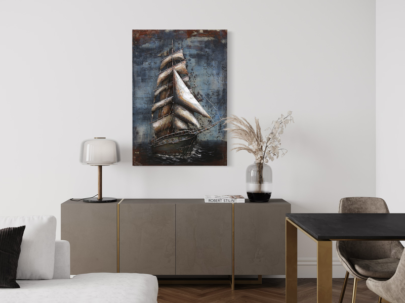 En tavla med ett stor skuta