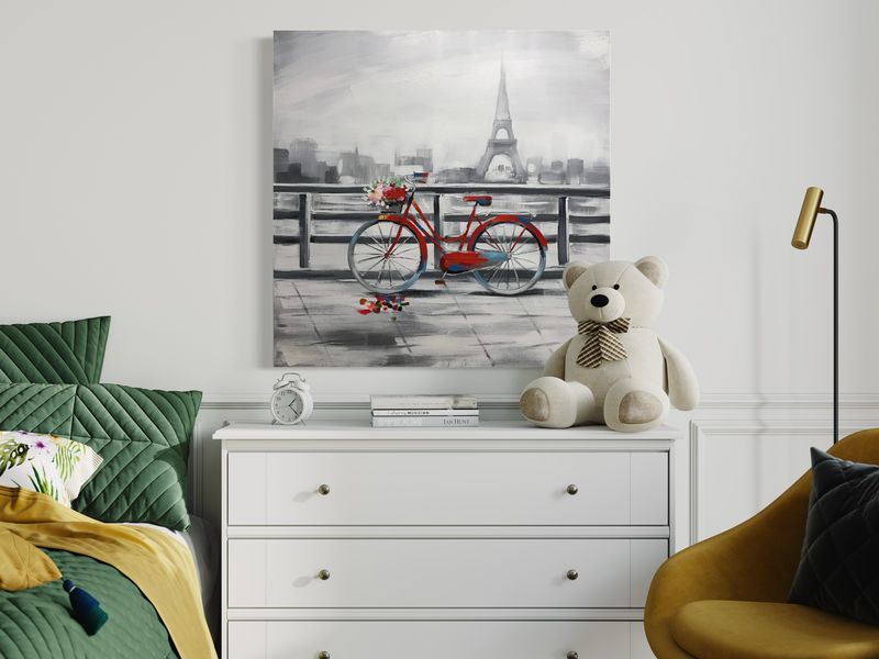 En målning med en cykel