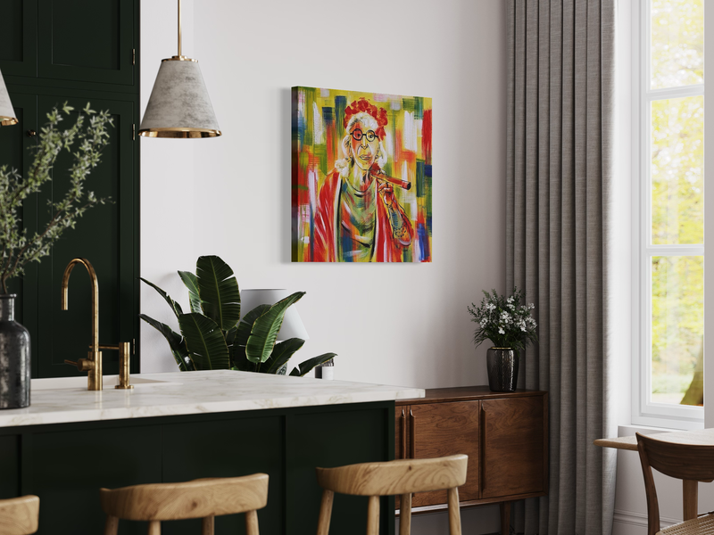 En tavla med en dam och en cigarr