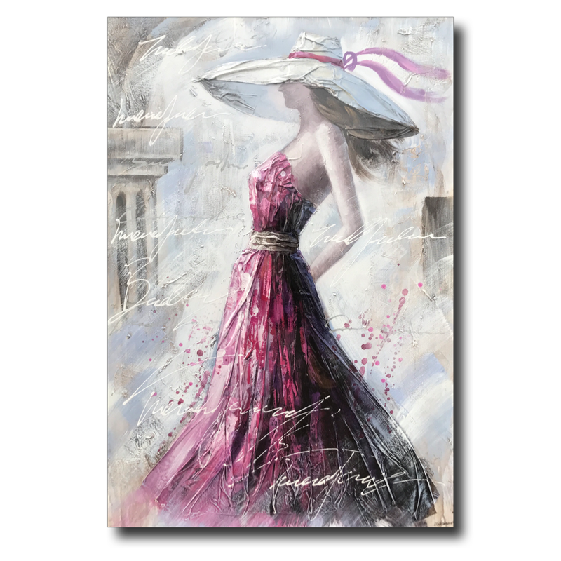 Et maleri med en kvinde i en hat