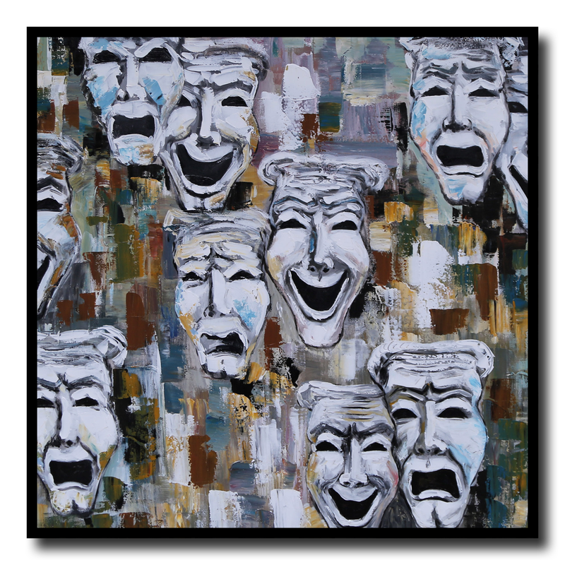 A painting of faces