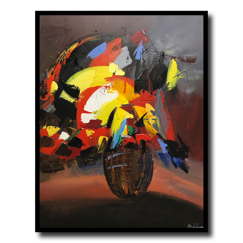 En tavla med en blomvas