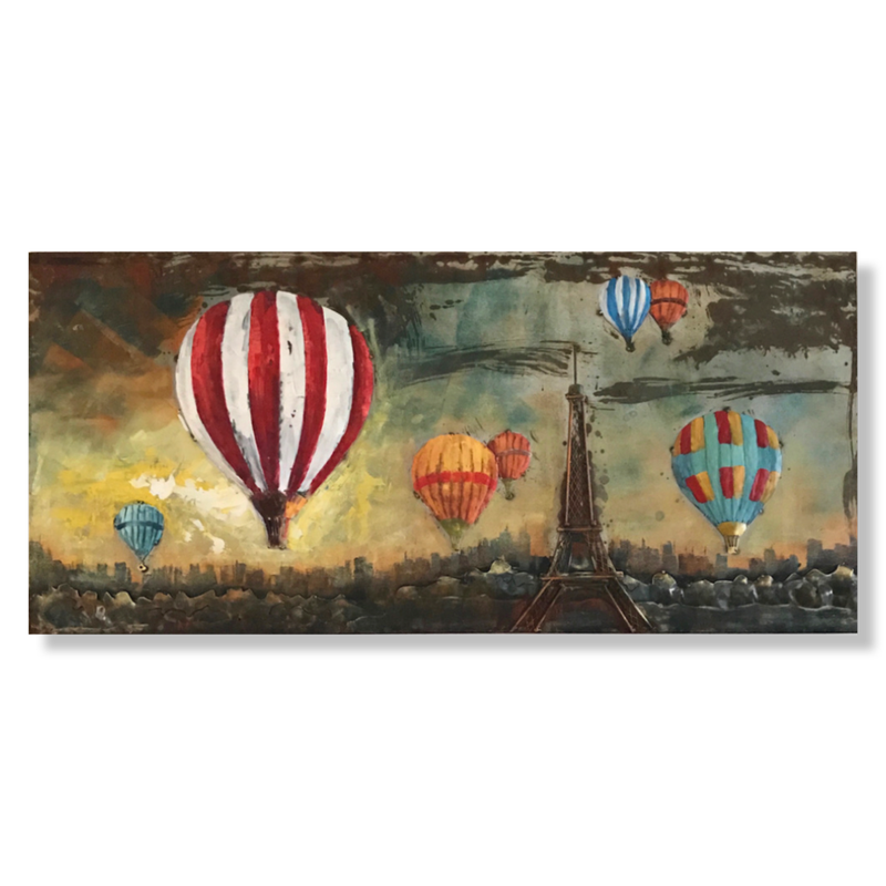 Et billede med luftballoner over Paris