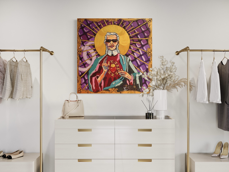 En tavla med Karl Lagerfeld