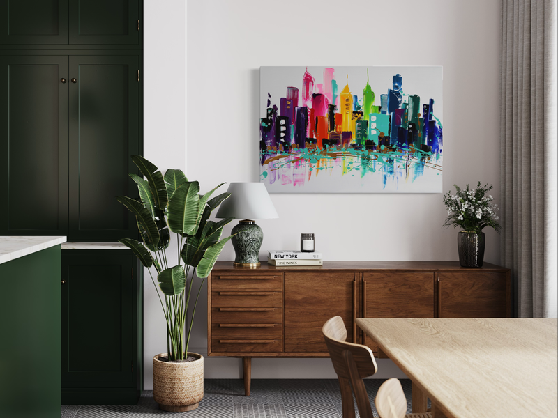 Kolorowy obraz z linią horyzontu