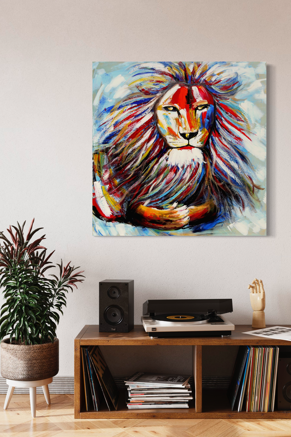 En tavla med ett lejon