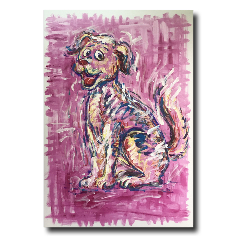 Et maleri med en hund