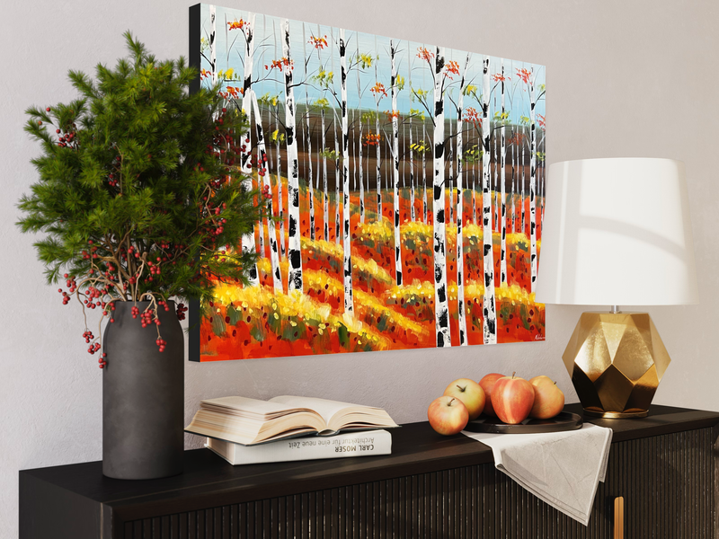 Ein Gemälde mit Birken