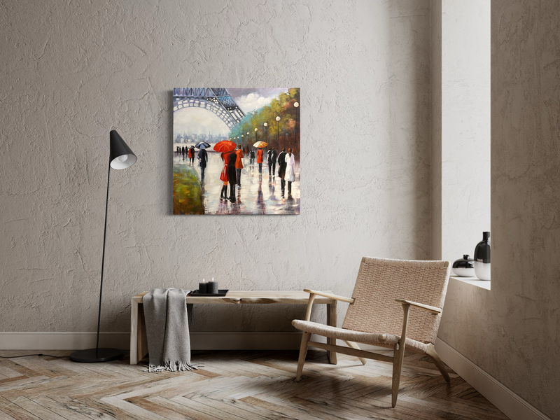 Ein Gemälde mit dem Eiffelturm