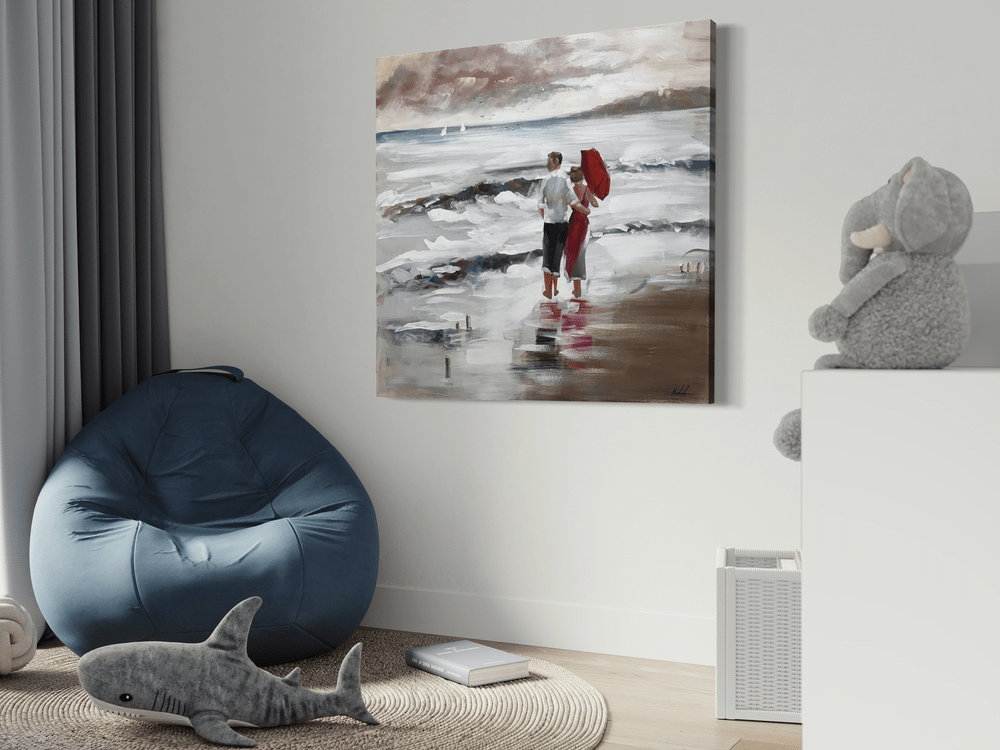 A painting of a beach