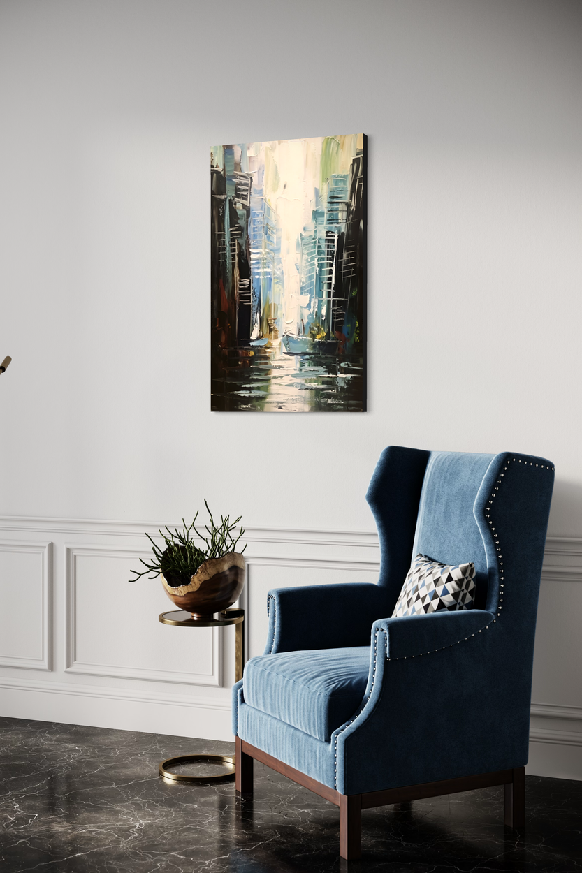 En tavla med en båt