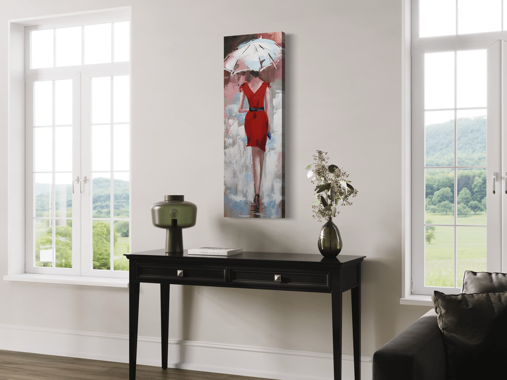 Obraz kobiety w czerwonej sukience