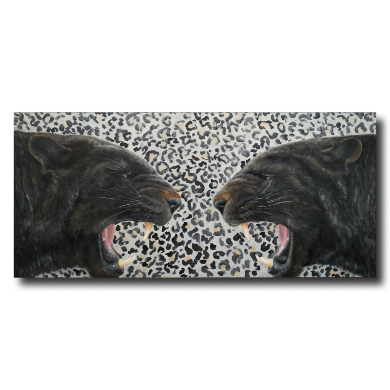 Ein Gemälde mit zwei Panthern