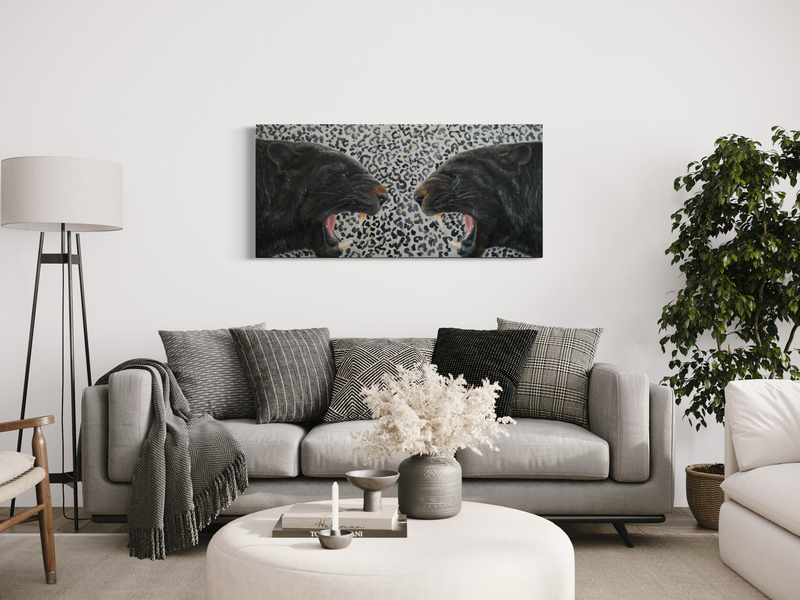 Ein Gemälde mit zwei Panthern