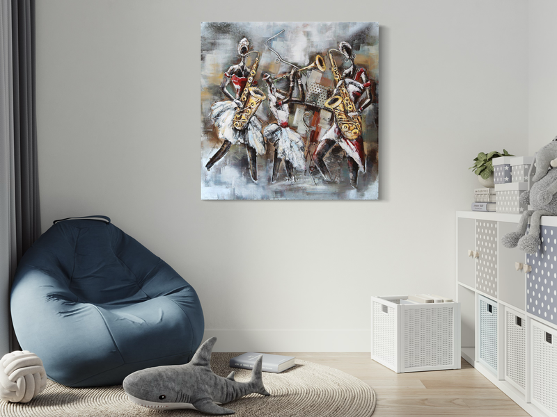 En tavla med ett musikband