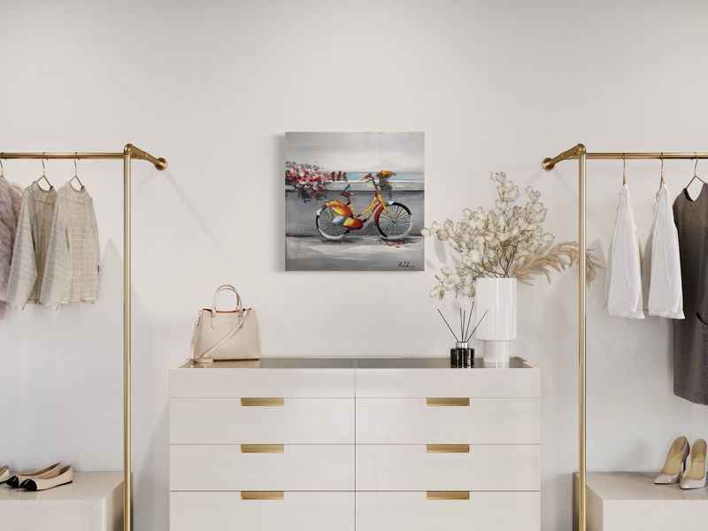 En tavla med en cykel