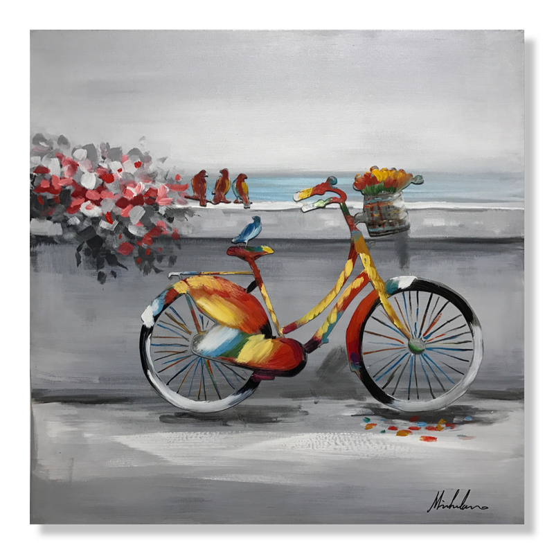 A painting with a bicycle