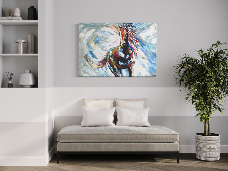 En tavla med en häst