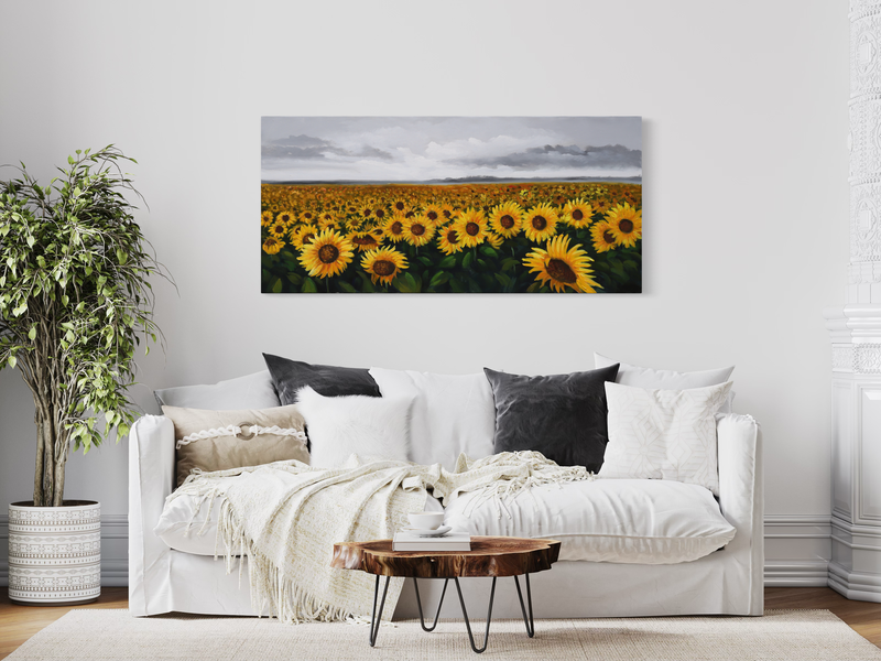 A painting with sunflowers