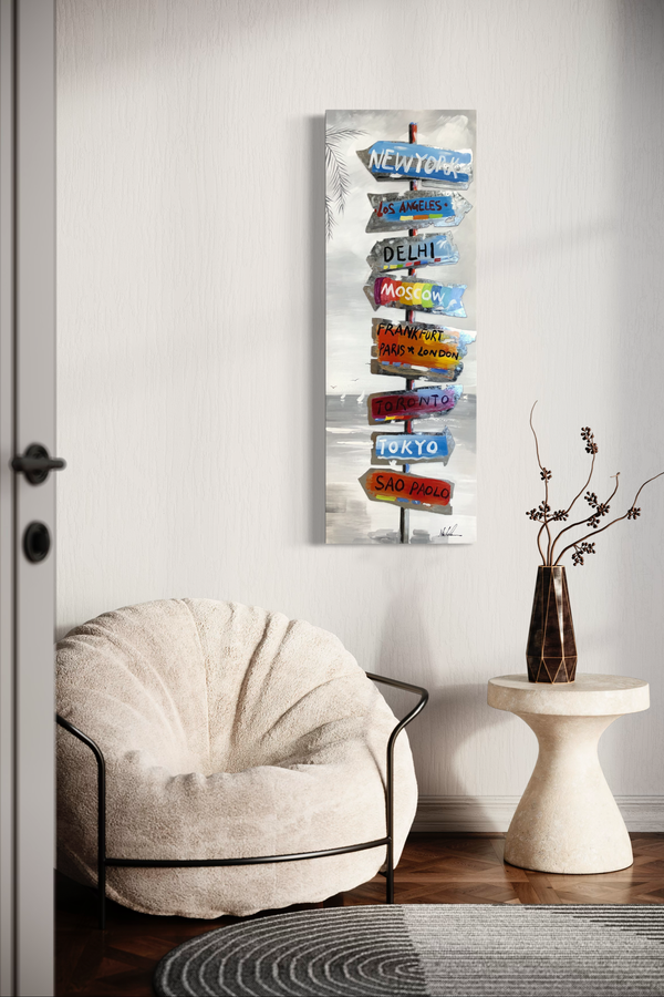 En tavla med en vägvisare