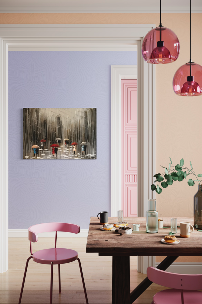 En tavla med paraplykonst