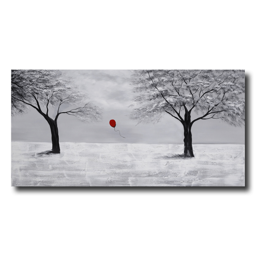 En målninig med röd ballong