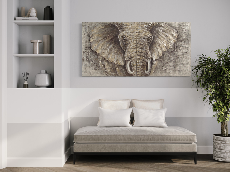 En tavla med en elefant