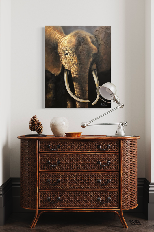 Et billede med en elefant