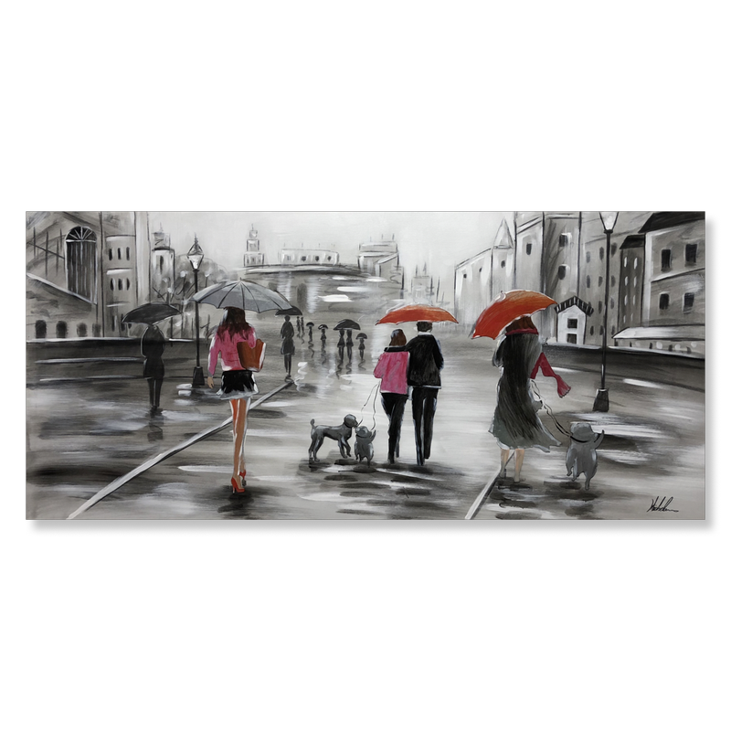 Et maleri med bymotiv