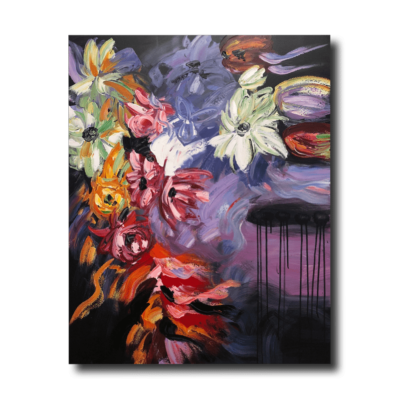 En tavla med blommor