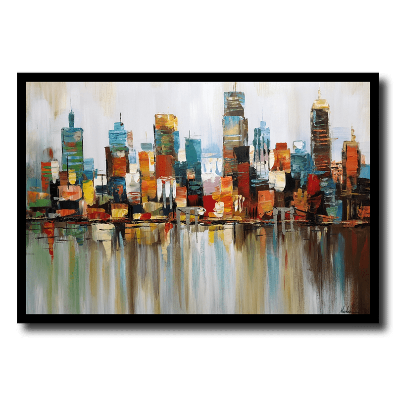 En målning utav en skyline