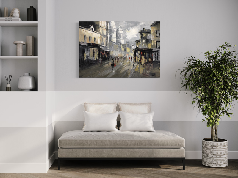 Maalaus pariskunnan kanssa kävelyllä