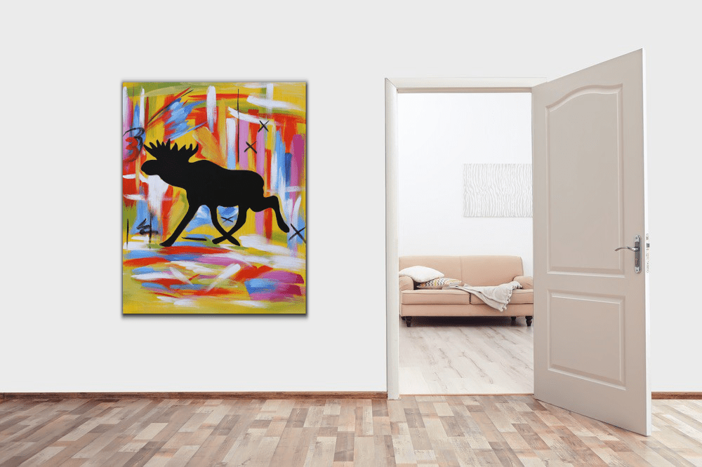 Et maleri med en elg