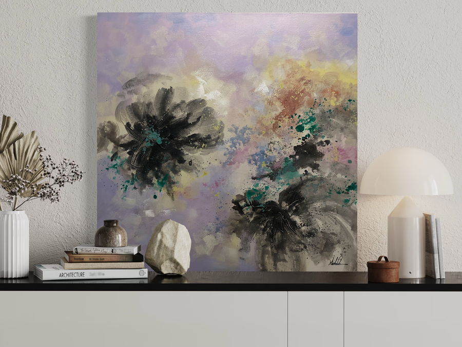 En målning i lila färger