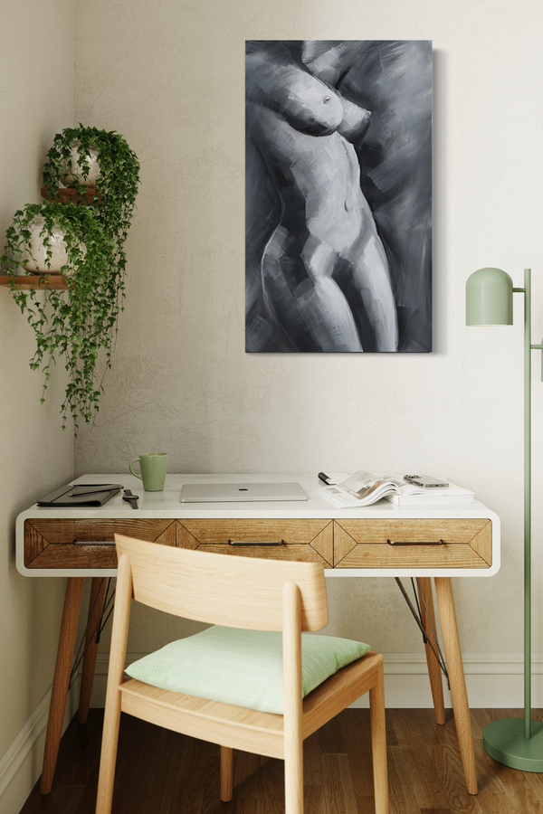 En målad tavla med en kvinna