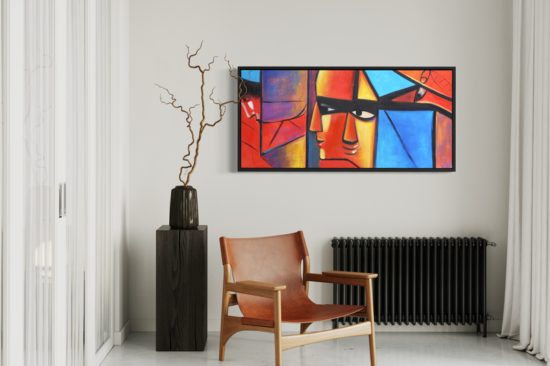 En målning med ansikten