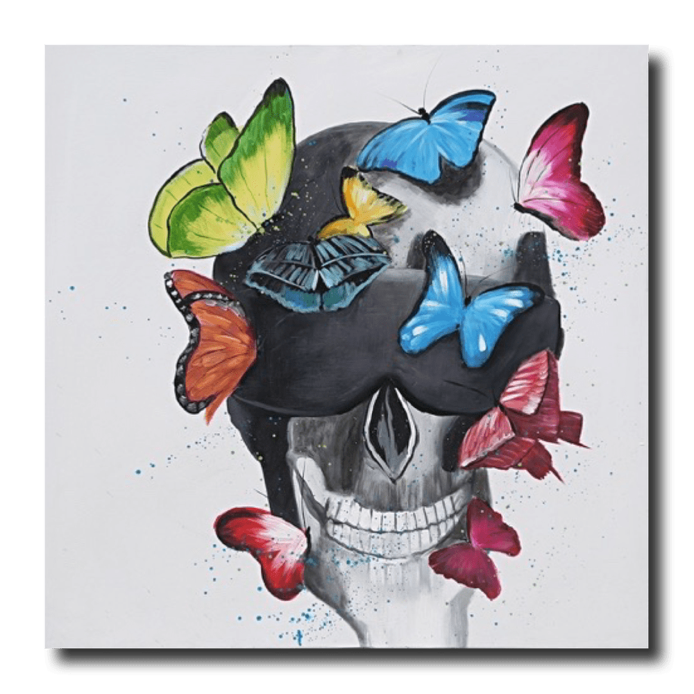 En tavla med döskalle