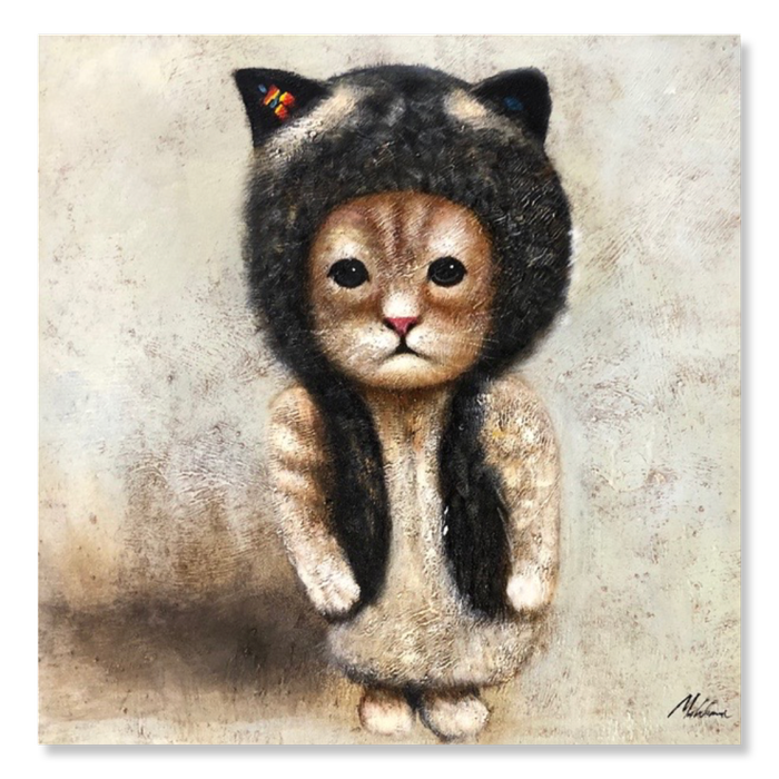Ein Gemälde mit einer Katze