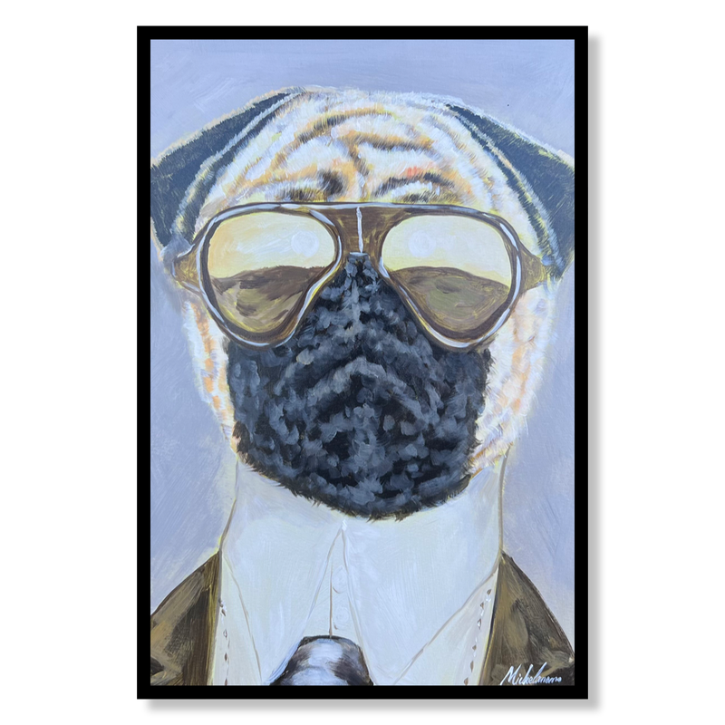 En tavla med en hund