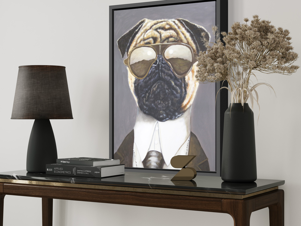 En tavla med en hund