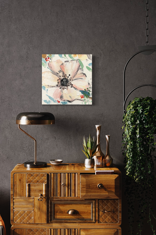 En tavla med en blomma