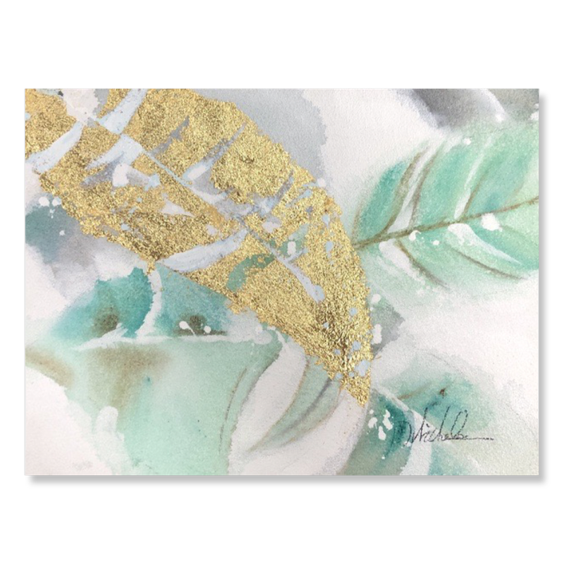 En tavla med palmblad