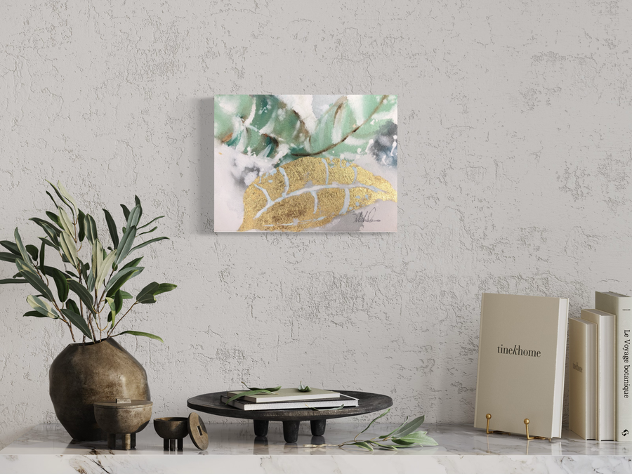 En tavla med palmblad