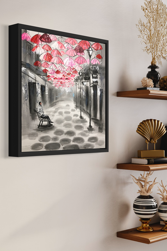 Maalaus sateenvarjoilla