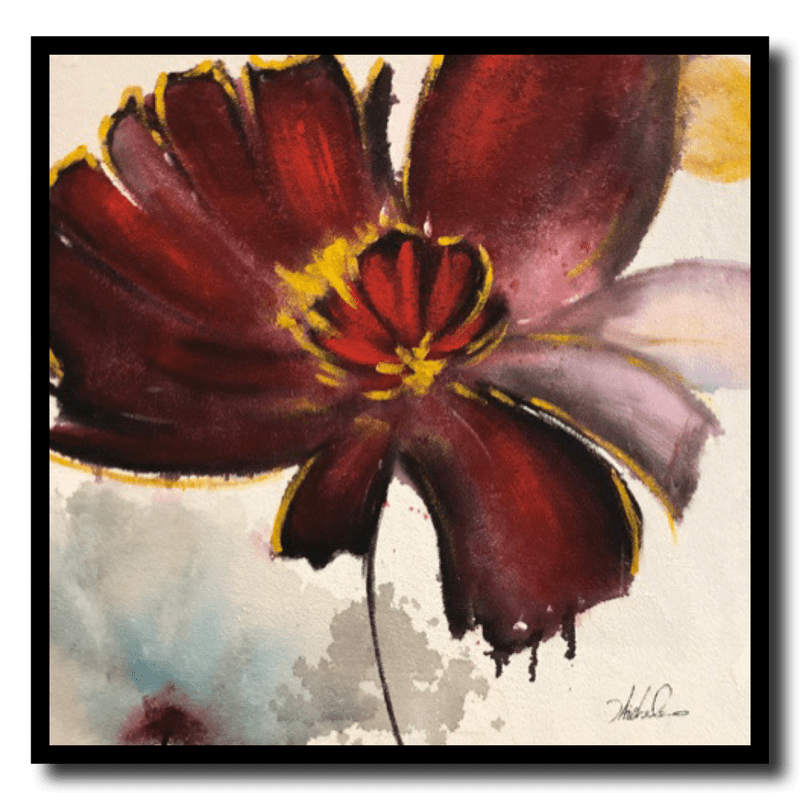 A painting with a flower