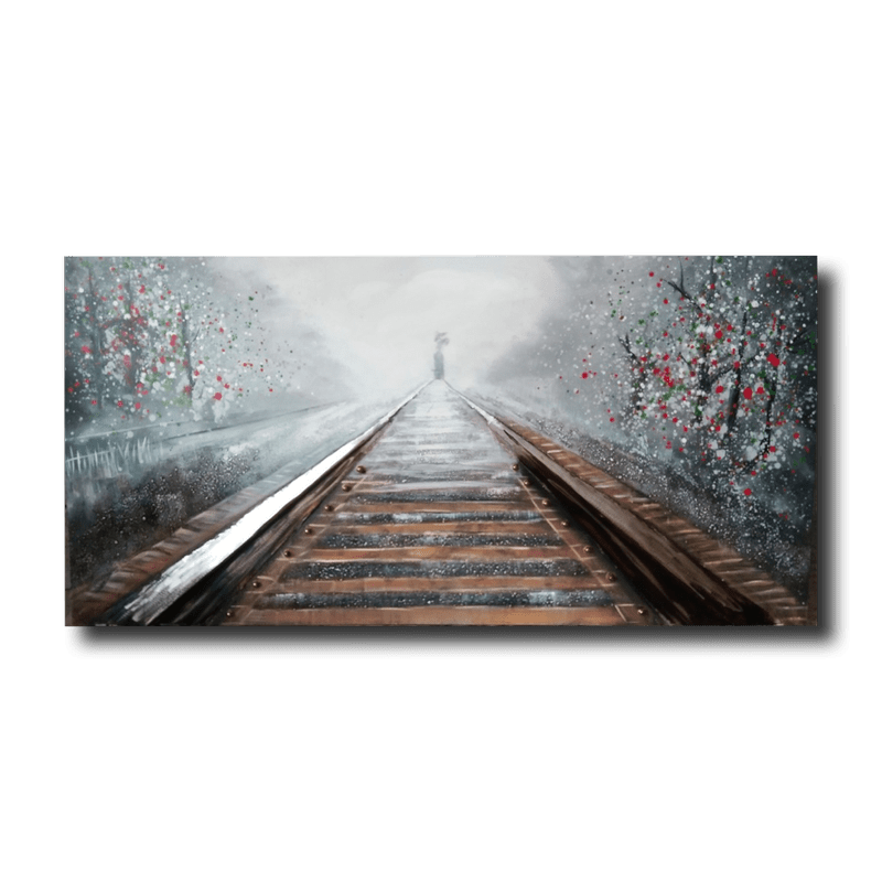 En målning med ett tåg