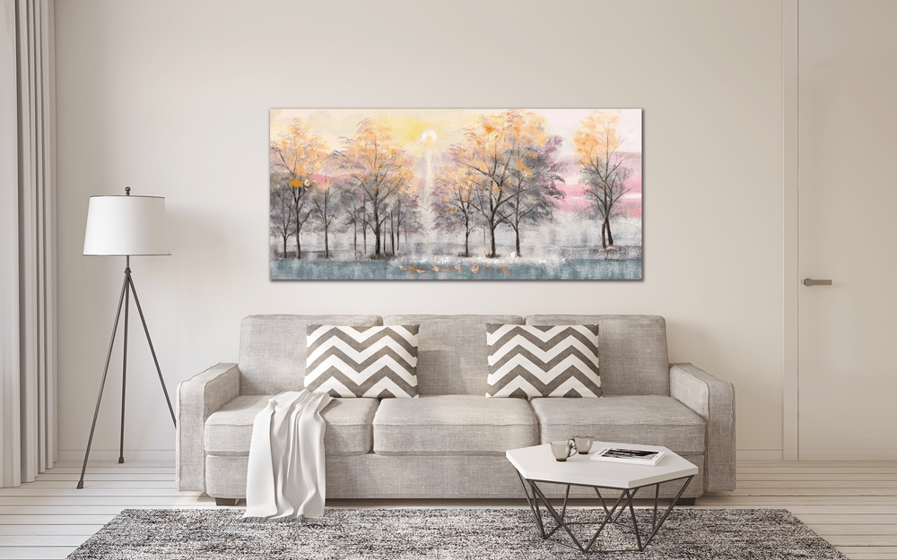 En stor tavla med träd