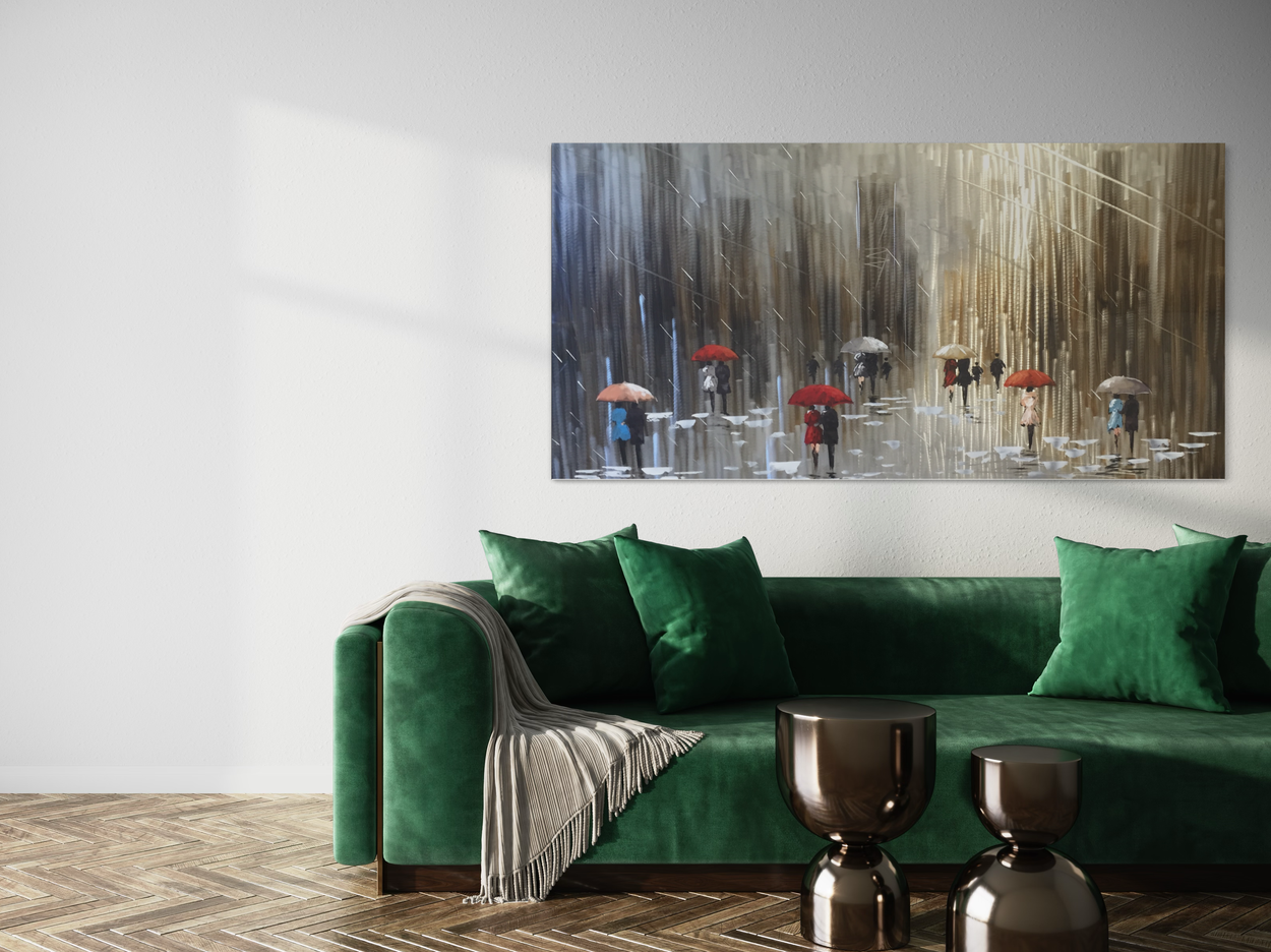 En tavla med paraplykonst